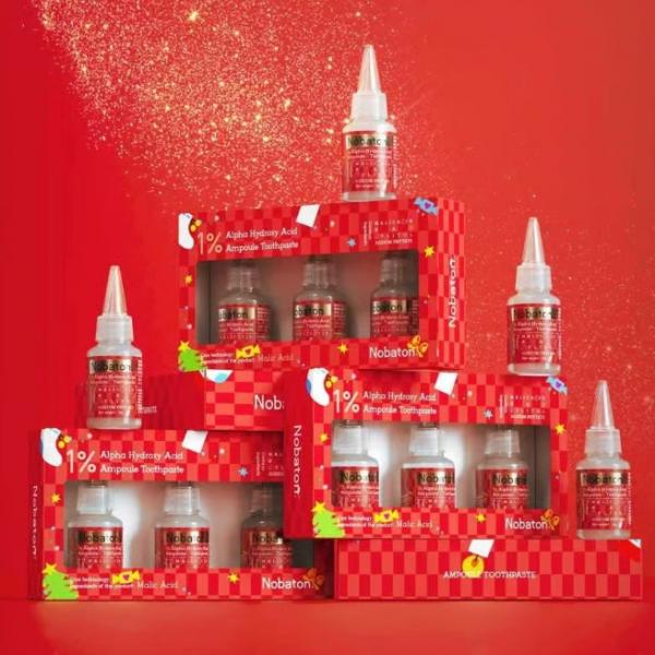 【Nobaton.(ノバトン)】12月20日数量限定発売!ハリウッド生まれのアンプル型歯磨き粉がホリデー仕様に♡「1% AHA アンプルトゥースペースト」特別パッケージで贈り物にも◎