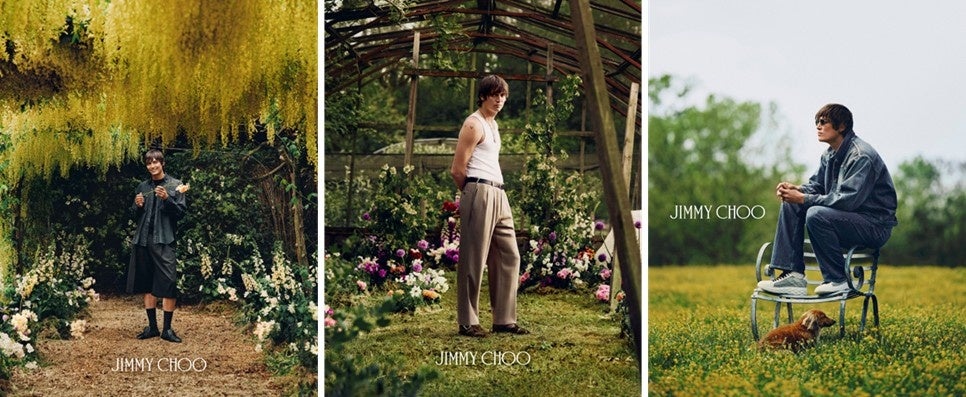 ジミー チュウ2026夏メンズ、英国の花畑でクリエイターの美学を纏う。