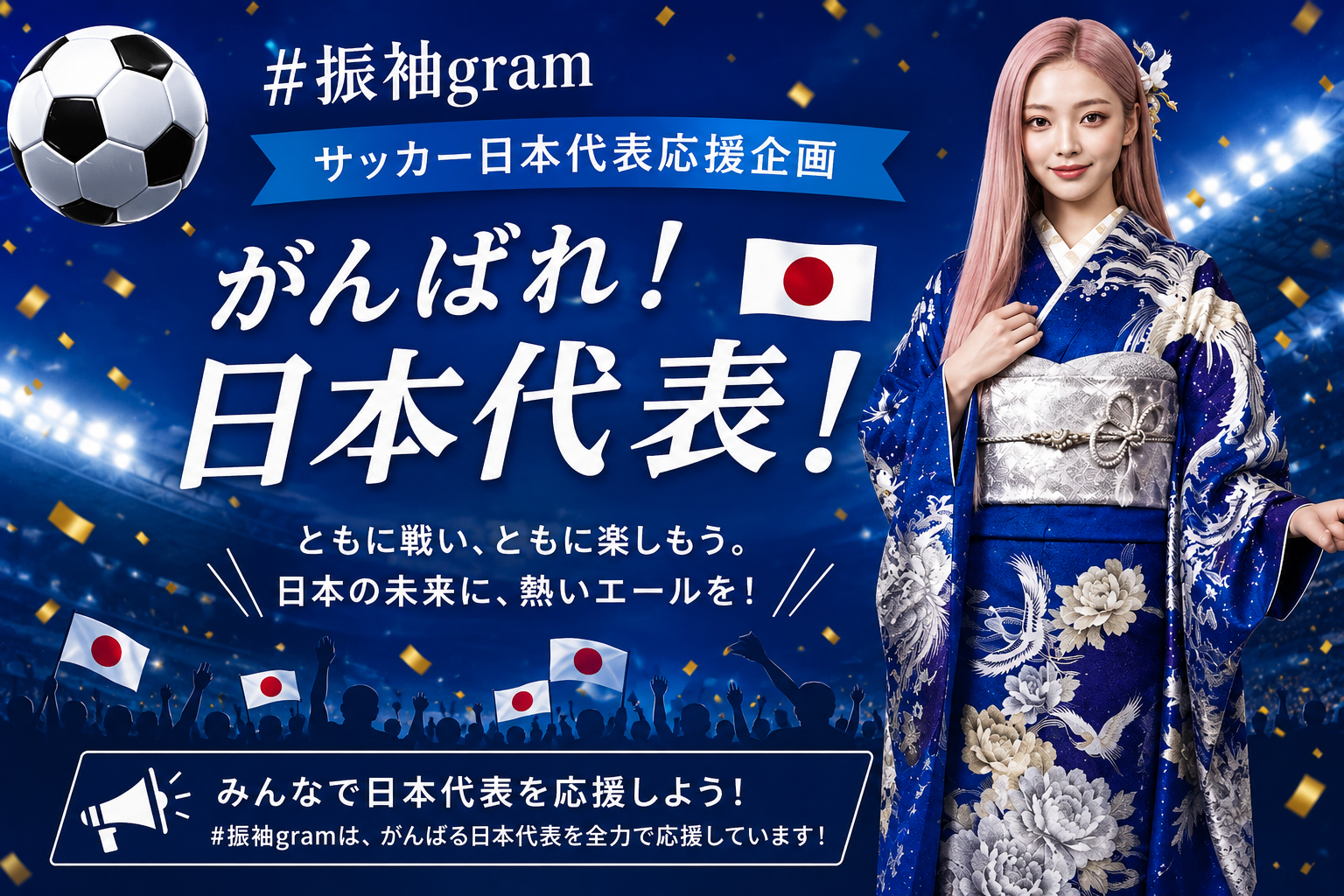 成人式の振袖で日本代表を応援、最大45,000円引きの特別企画