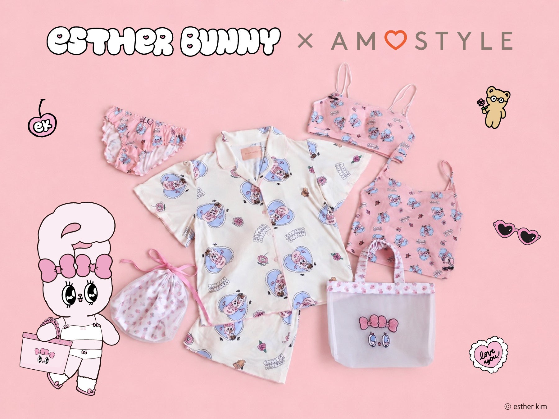 エスターバニー×AMOSTYLEコラボ、インナーからルームウェアまで