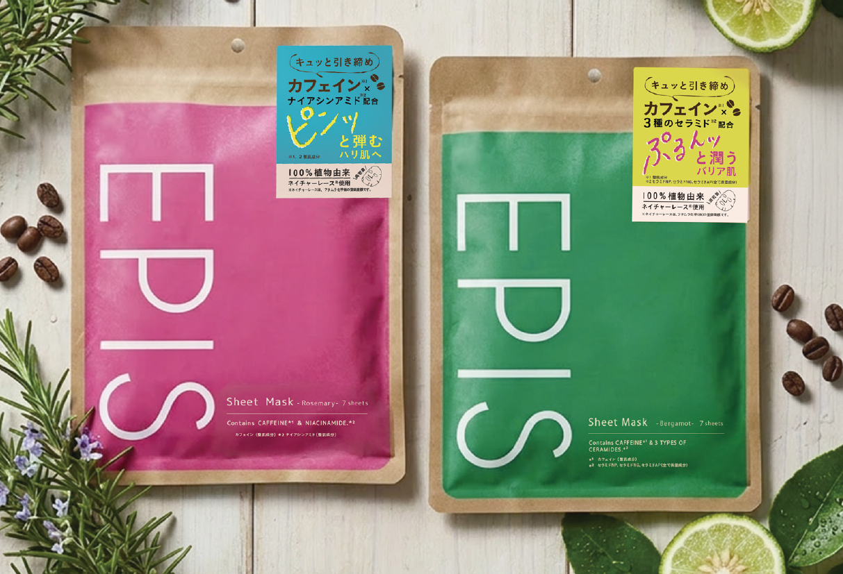 朝のカフェインを、シートに。EPISのひきしめマスク