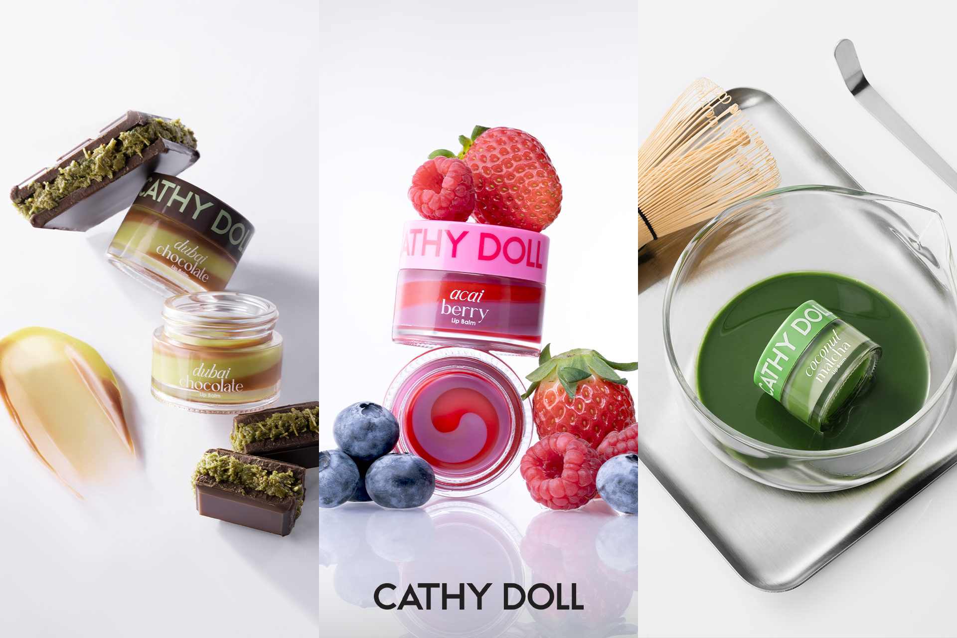 Cathy Doll　リップバーム、ドバイチョコなど3つの香りのツートン