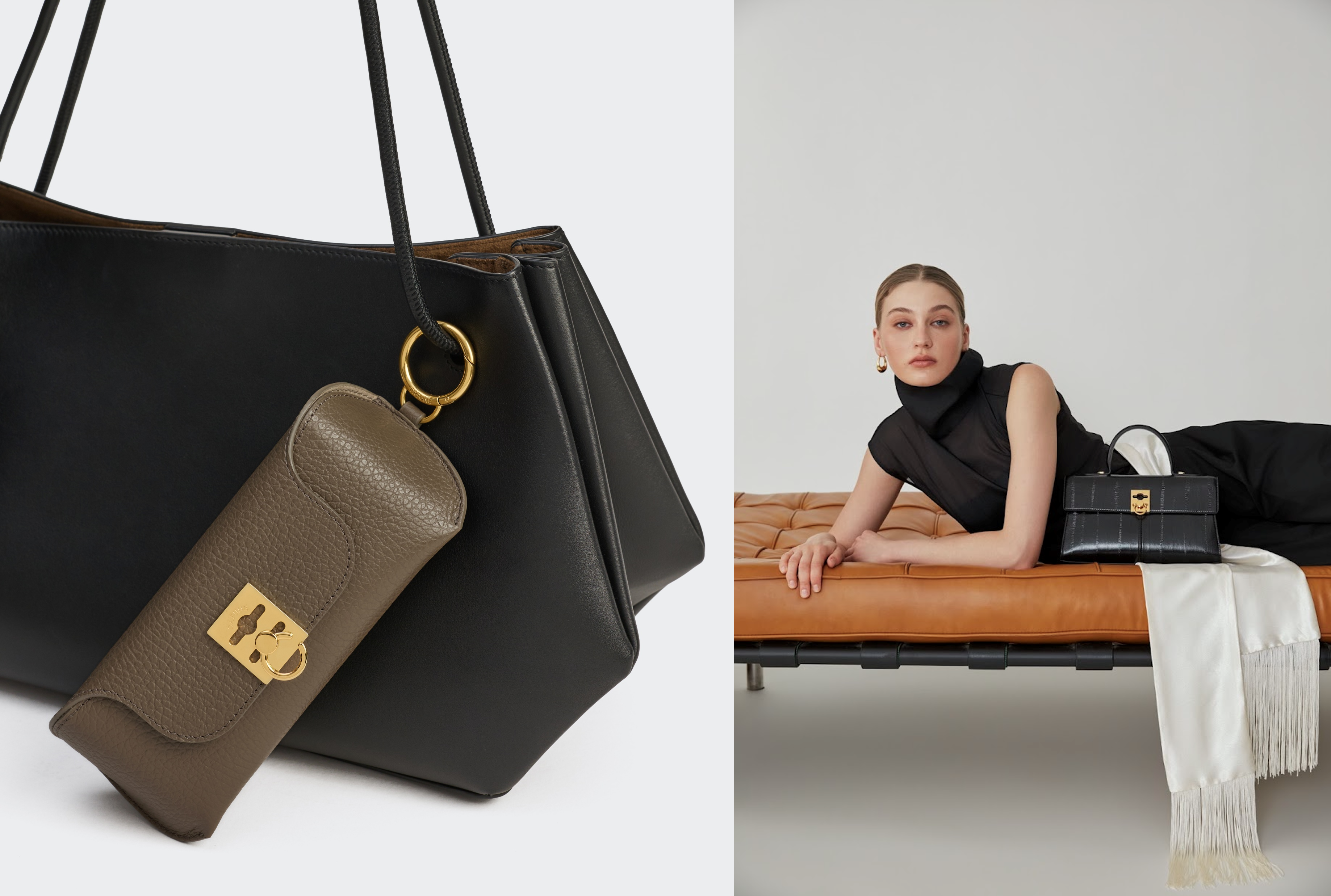 Cafunéの「Holiday Collection」。イール型押しレザーのバッグと小物