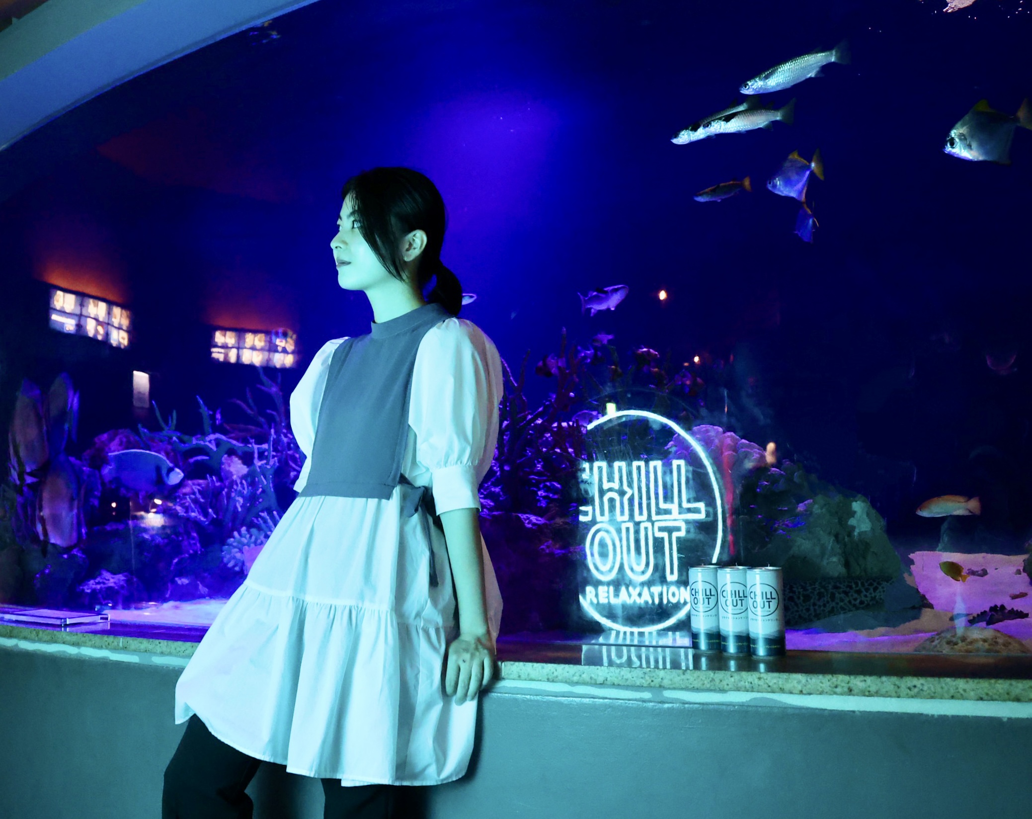  【神奈川/江ノ島】夜の新江ノ島水族館「チルアクアリウム」“ヨギボー”に寝転んで魚観察♡コラボ「チルアウト」